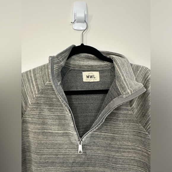 Madewell MWL 3/4 zip mock neck space-dyed velour striped pullover cozy medium - Picture 10 of 13